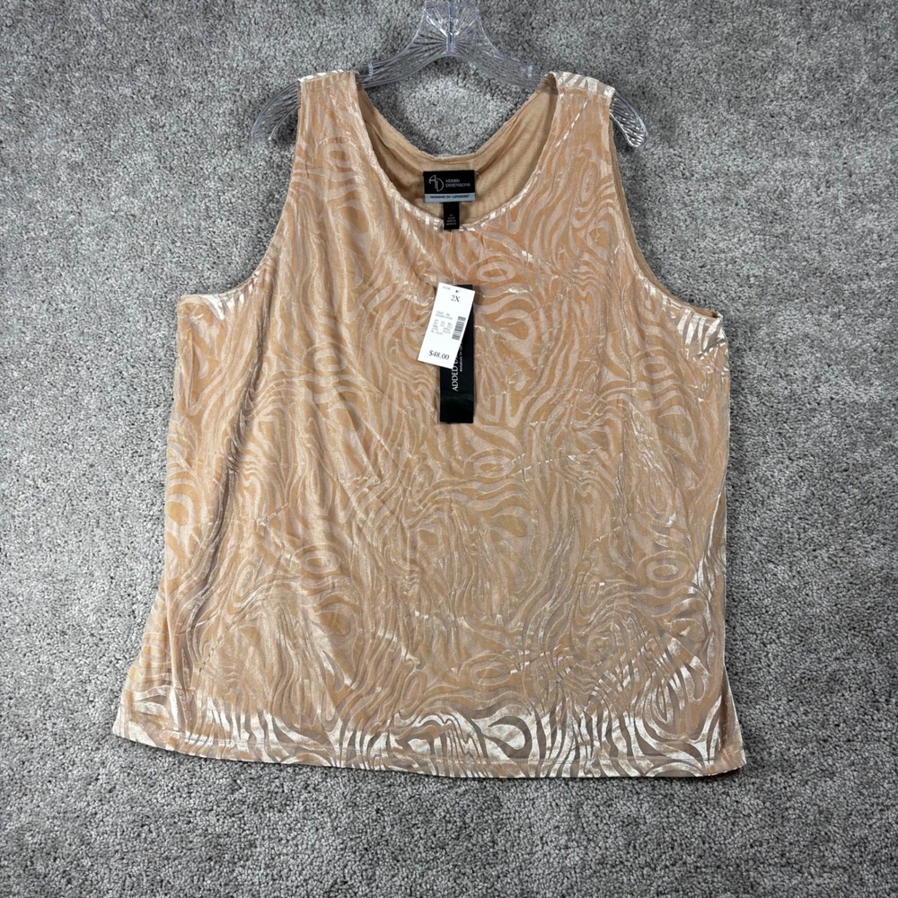 Added Dimensions Catherines 2X Champagne Velvet Burnout Tank Top NWT